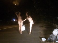 Dirty Nicole posing fully naked on the street